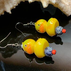 Cute RUBBER DUCK DUCKIE Adorable Handmade Pierced Earrings LA127